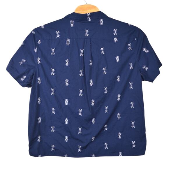 Goodfellow Navy Patterned Shirt XXL – Short Sleeve Casual Button-Up - Picture 2 of 4